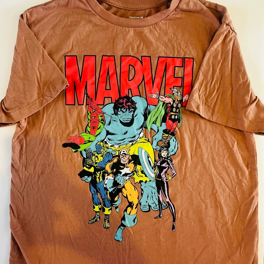 Kids Marvel Brown Graphic T-Shirt